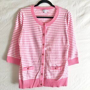 Pink Stripe Cardigan Sweater
